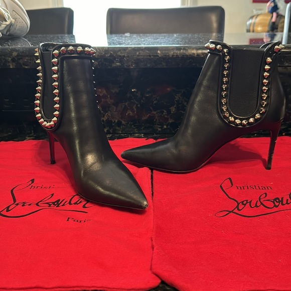 Christian Louboutin Studded Leather Ankle Boots – Black – Size 37.5 - Picture 9 of 16